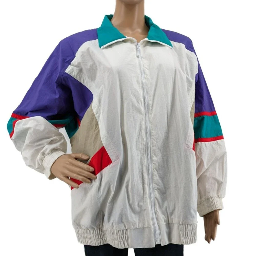 NWT Vintage 1990s Koret Francisca Windbreaker Jacker Oversized Size XL